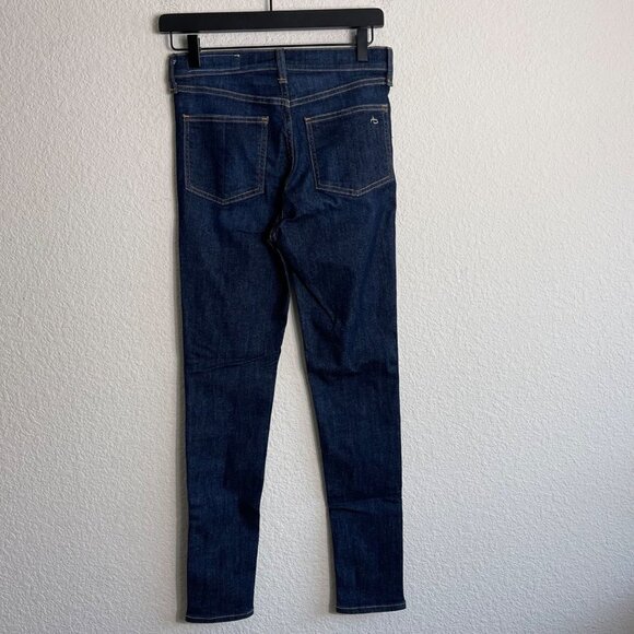 Rag & Bone High Rise Jeans Size 26 Blue Black Denim Stripe Down Side 5-Pocket - Picture 7 of 9